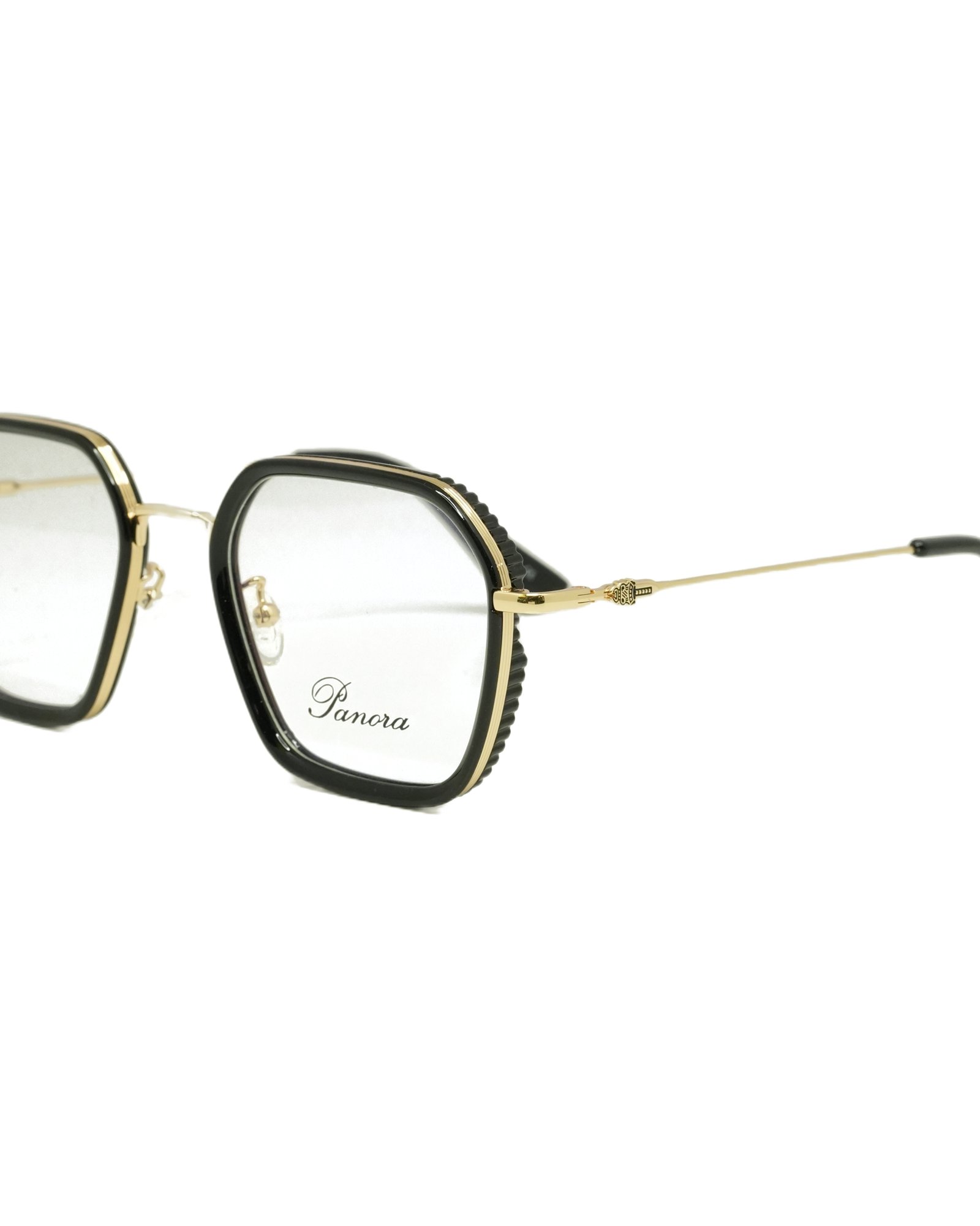 PANORA Luxury Oval Shell Frame with Metallic Bridge (Honey Amber Shell with Polished Gold)