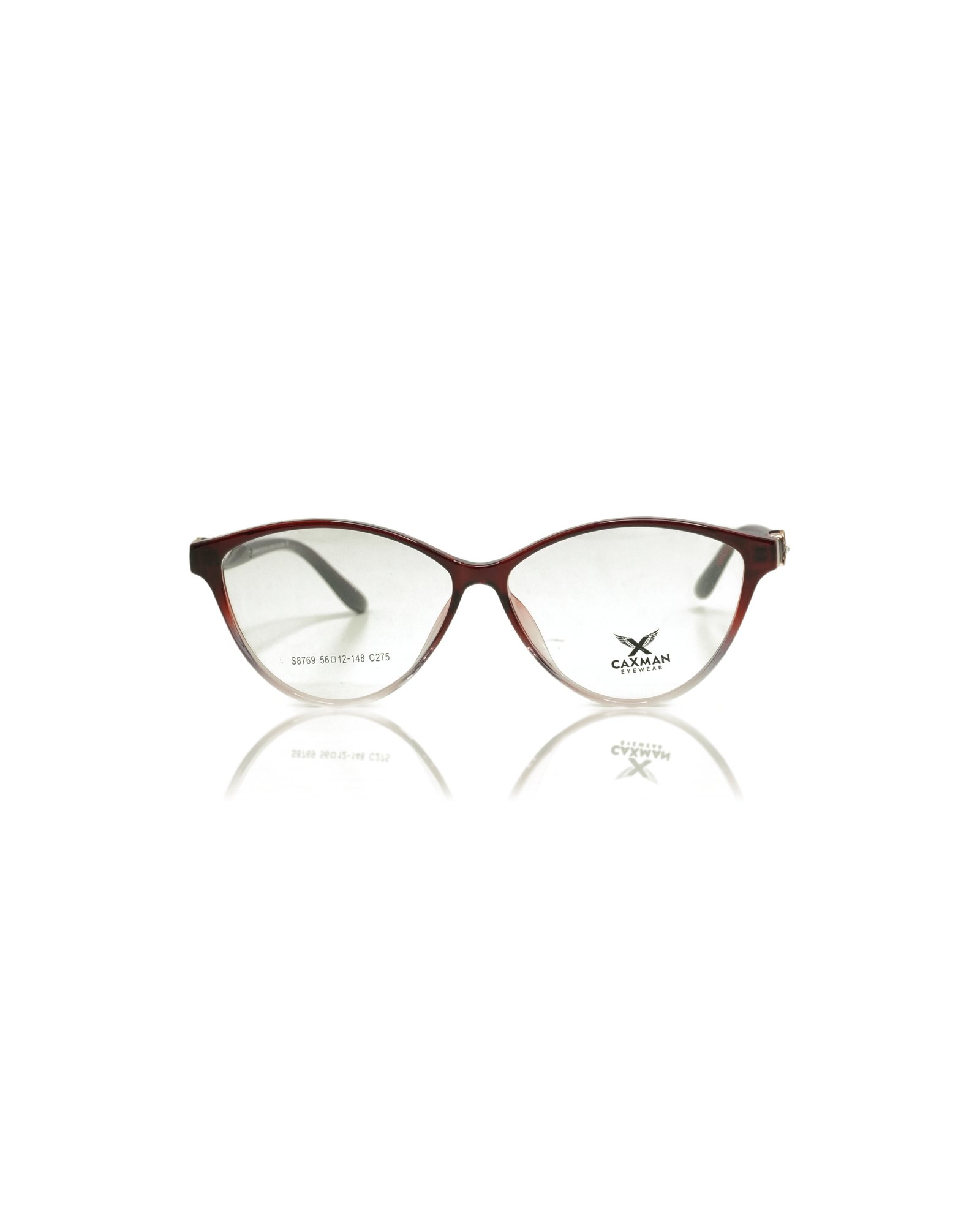 CAXMAN Crystal Silhouette Cat Eye Spectacle Frame (Translucent Ruby Red)