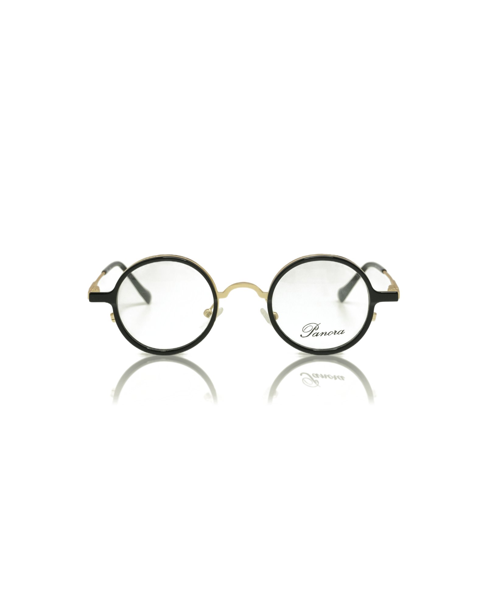 PANORA Heritage Round Shell & Metal Hybrid Frame (Matte Onyx Black with Gold Metal Core)
