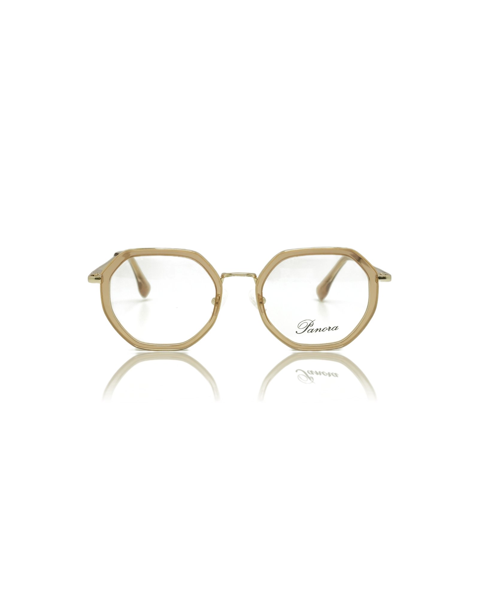 PANORA Transparent Champagne Gold Oval Shell Frame (Glossy Transparent Champagne Gold)