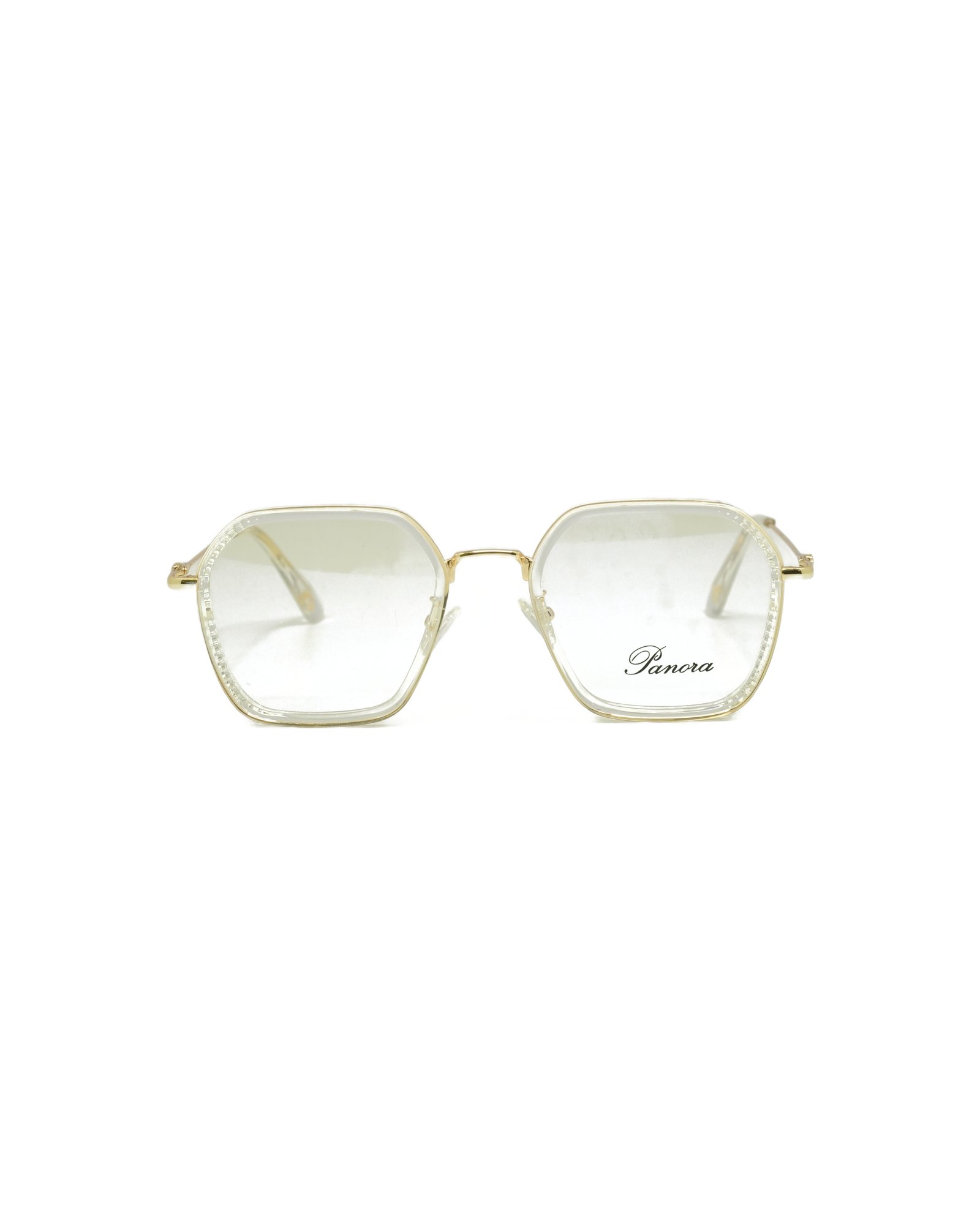 PANORA Transparent Honey Gold Round Shell Frame (Warm Honey Crystal Gold)