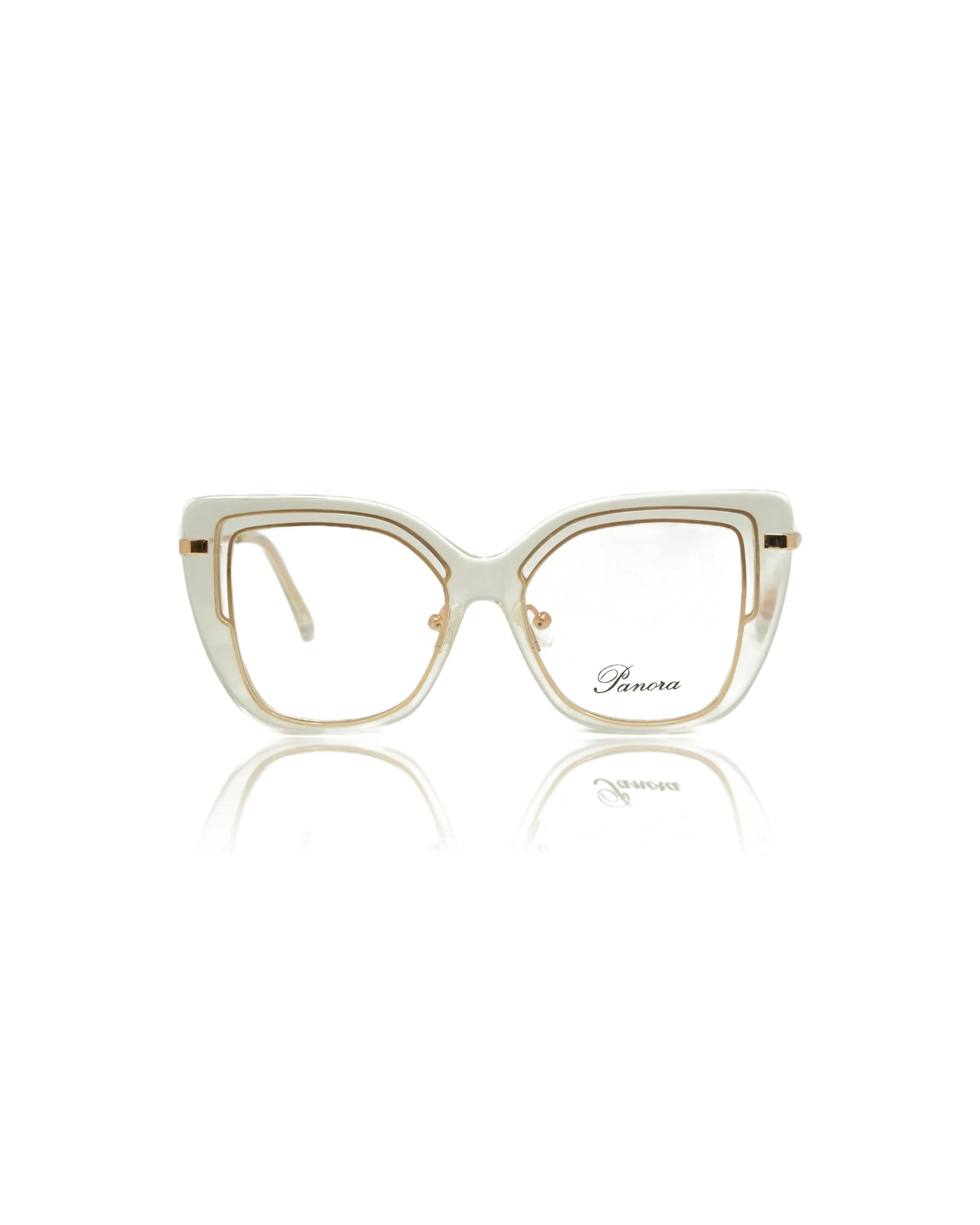 PANORA Butterfly Transparent Stainless Gold Shell Frame (Crystal Gold Flared Wings)