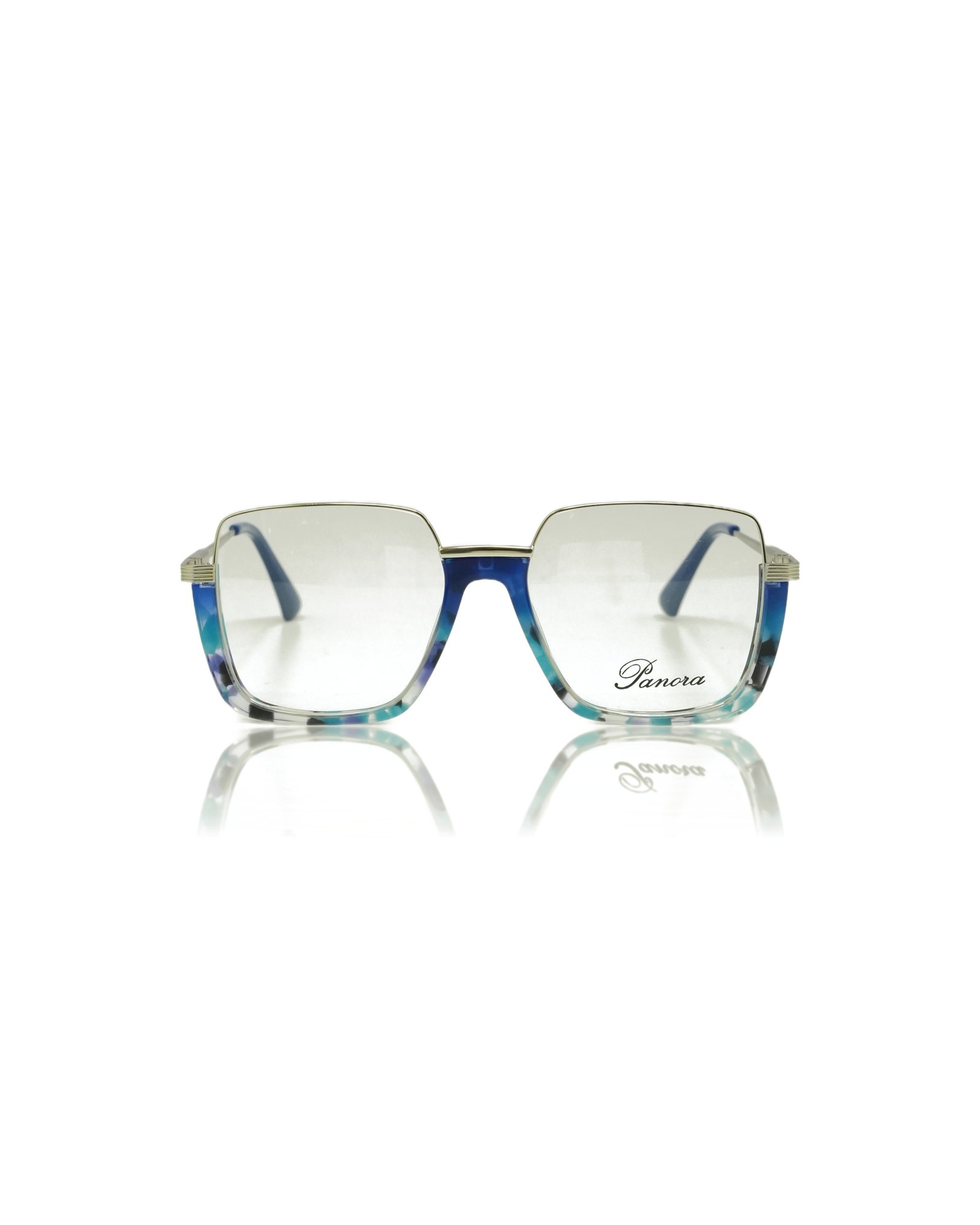PANORA Fashion Shell & Titanium Hybrid Frame (Smoky Amber & Stainless Gold)