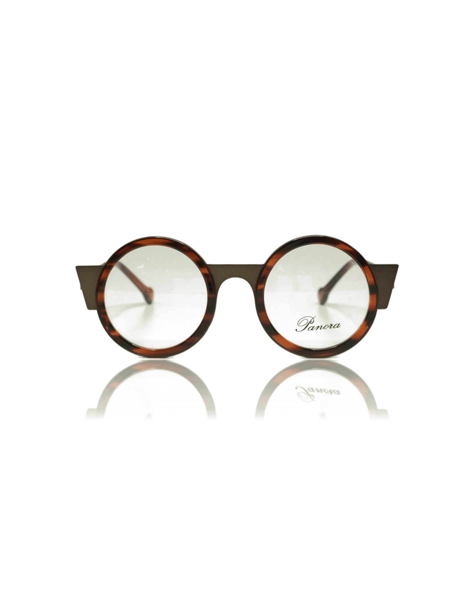 PANORA FlyFashion Round Shell Metal Hybrid Frame (Polished Tortoise & Mirror Gold)
