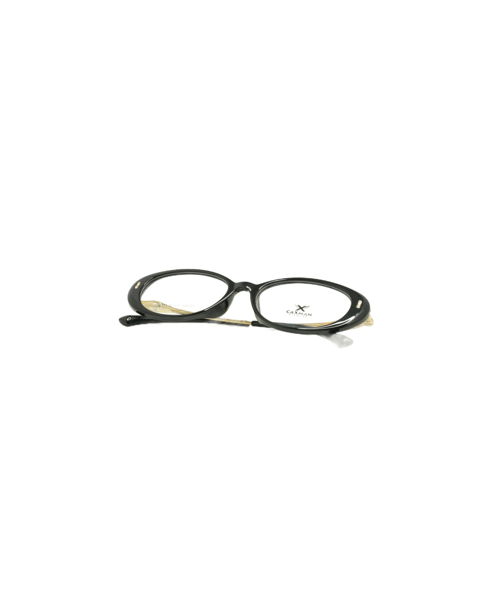 CAXMAN Lady Cat Eye Haute Couture Acetate Frame (Glossy Jet Black with Gold Inlays)