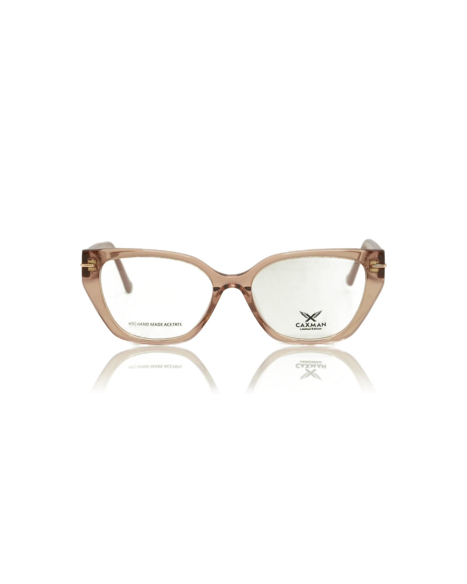 CAXMAN Glossy Transparent Cat Eye Spectacle Frame (Crystal Champagne Amber)